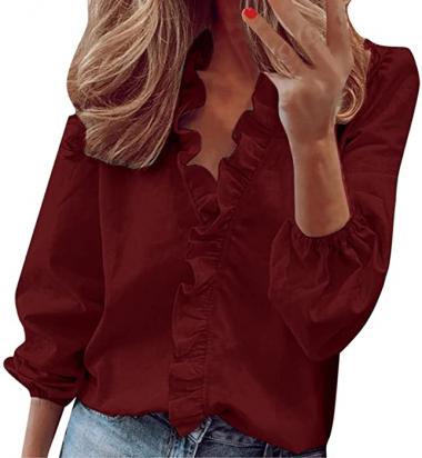 Womens Dressy Office Business Work Shirt Top Shirts V Neck Short/Long Sleeve Button Down Blouses Casual Plus Size Tops