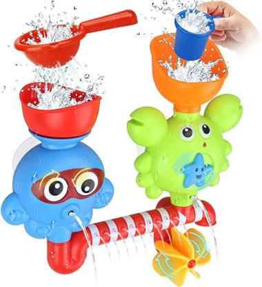 GOODLOGO Bath Toys Bathtub Toys for 1 2 3 4 Year Old Kids Toddlers Bath Wall Toy Waterfall Fill Spin and Flow Non Toxic Birthday Gift Ideas Color Box (Multicolor)