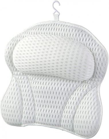 ACTMB Luxurious Bath Pillow for Tub ? Ergonomic Bath Pillow for Neck and Back Support - Breathable Comfort 4D Air Mesh Technology Supports Joints