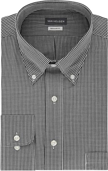 Van Heusen Men's Regular Fit Gingham Button Down Collar Dress Shirt