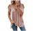 Women Cold Shoulder Casual Plus Size Spaghetti Strappy Tunic Tops Lace Short Sleeve Zip Up V Neck T Shirt Swing Blouse