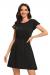 CakCton Women's Casual Short Sleeve Dress Solid Color Swing High Waist Mini Dresses