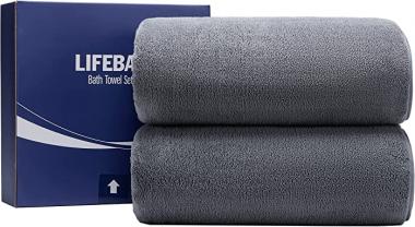 Lifebay Bath Sheets, 40X80 Inch 2-Piece Ultra Soft Bath Towels Extra Large, Super Absorbent Microfiber Towels for Body, Quick Dry Large Bath Towels(2-Piece, Ultimate Grey)