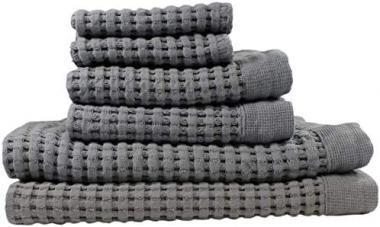 Luxurious 6 Piece Waffle Weave Bath Towel Set. Premium 100% Natural Cotton Quick Dry No Lint Softest Fabric Fade Resistant. (2 Bath Towels, 2 Hand Towels & 2 Wash Cloths) Slate