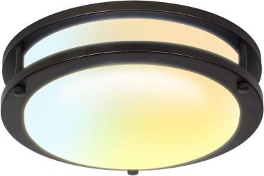 JULLISON 10 Inch LED Double Ring Flush Mount Ceiling Light Fixture, ETL, 5CCT Selectable 2700K-5000K, Dimmable 5%-100%,120VAC, 18W, 1100lm, 120W Equivalent, CRI>90, Oil Rubbed Bronze, Damp Location