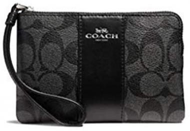 COACH WOMENS Corner Zip Wristlet In Canvas Leather