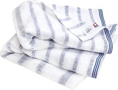 Imabari Towel Stripes Towel, Soft, Absorbent, Quick-Dry, Thin - 2 Pieces Bath Towel Sets, Blue