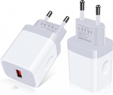 EU USB Charger 2Pack European Travel Plug Adapter 18W Quick Charge 3.0 Wall Charger Block for Samsung Galaxy Z Flip 4/3/Fold 4/3 A73 A53 A33 A13 5G S22 LG HTC Moto iPhone, More Android Phone Chargers