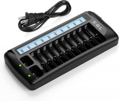 EBL 12 Bay LCD Universal Battery Charger for Rechargeable AA AAA 9V NIMH NICD Batteries