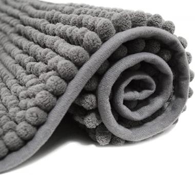 JTdiffer Bathroom Rug 20x32 inch Non Slip, Super Absorbent Bathroom Mat, Extra Soft Bath Mat and Quick Dry Chenille Bath Rugs Carpet for Tub, Shower, Bath Room, Bedroom, Kitchen, Sink (Grey)