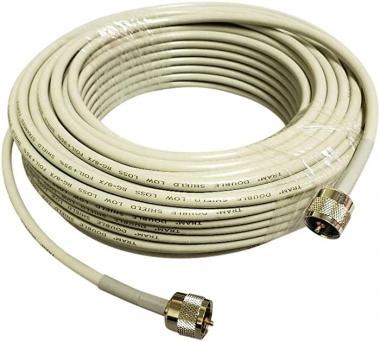 Tram Browning RG8X Double Shielded CB, Ham Radio 50 Ohm Base Station Coax 50 Foot Gold Plated PL-259 Tip