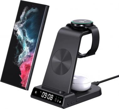 Wireless Charger for Samsung, 3 in 1 Wireless Charging Station for Samsung Galaxy S22/S21/S20/S10/Note 20/Z Flip 4/Z Fold 4, Samsung Watch Charger for Galaxy Watch 5/4/3/Active 2, Galaxy Buds 2/Pro/+