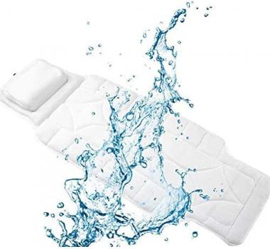 Duevin Full Body Bath Pillow for Tub Neck and Back Support, Headrest Spa Tub Mat with 10 Suction Cups for Supporting Head Neck Spine Breathable Soft Head Rest Bath Cushion