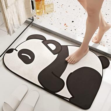 19.6'' x 31.5'' Super Absorbent Cartoon Foot Mat Extra Soft Bath Rug Cozy Microfiber Anti Slip Rug for Toilet, Bathroom and Bedroom, Panda