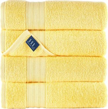 Hammam Linen Yellow Bath Towels 4-Pack - 27x54 Soft and Absorbent, Premium Quality Perfect for Daily Use 100% Cotton Towel