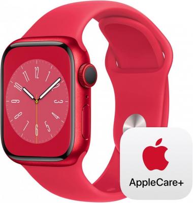 Apple Watch Series 8 [GPS + Cellular 41mm] Smart Watch w/(Product) RED Aluminum Case w/ (Product) RED Sport Band - M/L with AppleCare+ (2 Years)