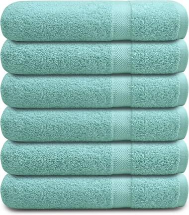 Cotton Bath Towels Set Ultra Soft Cotton Bath Towel Highly Absorbent Daily Usage Bath Towel Ideal for Pool Home Gym Spa Hotel - Aqua 22" x 44" Pack of 6…