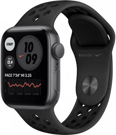 Apple Watch Nike SE (GPS + Cellular, 40mm) Space Gray Aluminum Case with Anthracite/Black Nike Sport Band (Renewed)