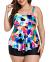 Yonique Womens Plus Size Tankini Swimsuits with Shorts Flounce Two Piece Bathing Suit Floral Printed Swimwear