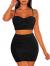 BEAGIMEG Women's Spaghetti Strap Sexy Top Bodycon Skirt Ruched 2 Piece Mini Dress