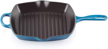 Le Creuset Enameled Cast Iron Signature Square Skillet Grill, 10.25", Marseille