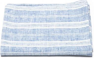 LinenMe, Blue/White Linen Multi Stripe Bath Towel, 39 by 57-Inch, Standard