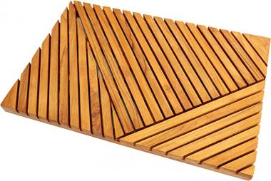 Teak Bath Mat - Natural Teak Shower Mat for Bathroom, Sauna, Pool, Hot Tub and RV Outdoor Shower Mat - (Stripes)