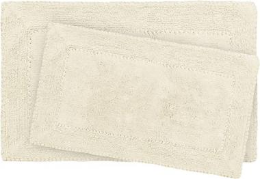 Laura Ashley Ruffle Cotton 2-Piece Bath Rug Set, Ivory