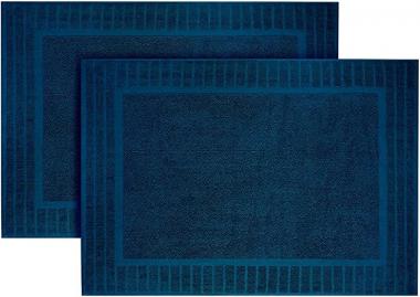 TOALLA 100% Cotton Bath Mats | 700 GSM | Towel Bath Mat for Floors| Washable Bath Mat Set| Cotton Bath Rugs| Cotton Shower Floor Mat|22x34 Inches| Pack of 2 | Blue Opal