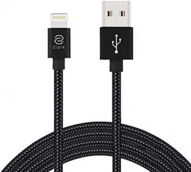 ZWIK 5ft Premium Nylon Braided USB Lightning Cable, Apple MFi Certified for iPhone Chargers, iPhone 11/11 PRO/11 Pro Max/SE/Xs/XS Max/XR/X/8 Plus/7/6 Plus, iPad Pro Air 2, AirPods and More (Black)