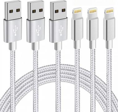 iPhone Charger Lightning Cable 3PACK 6FT Nylon Braided USB Charging Cable High Speed Data Sync Transfer Cord Compatible with iPhone 13/12/11 Pro Max/XS MAX/XR/XS/X/iPod/iPad