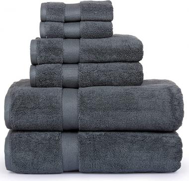 Casa Platino Madhvi Collection 800 GSM Combed Cotton Extra Large 6 Piece Bath Towels Set, Oversized and Heavy Bath Towel Set, Hotel and Spa Towels Set with Maximum Softness, High Absorbent -Grey