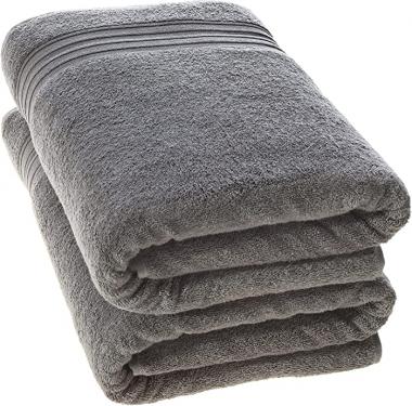 Hammam Linen Jumbo Large Bath Sheets Towels 2 Pack 35 x 70 Inches Soft and Absorbent, Premium Quality 100% Cotton Towels (Cool Grey, Bath Sheet)