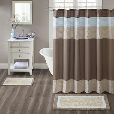 Madison Park Amherst Bathroom Rugs Room Décor 100% Cotton Tufted Ultra Soft Non-Slip, Absorbent Quick Dry Bathtub Mats, 27x45, Brown/Blue