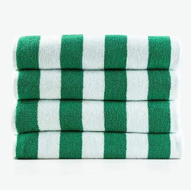 Candy Cottons 100% Cotton Cabana Stripe Beach Towel, Set of 4 Bath Towel, Oversize Towel 30" x60” Quick Dry Towel for Bath, Travel, Swim, Pool, Hotel, Parties, Guests, Perfect for Daily Use, Green