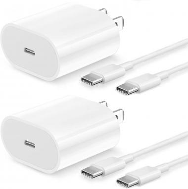 20W USB C Fast Charger for 2021/2020/2018 iPad Pro 12.9 Gen 5/4/3, iPad Pro 11 Gen 3/2/1, iPad Air 5th/4th Generation, iPad Mini 6 Generation 2021, 6.6ft USB C to USB C Charging Cable(2 Pack)