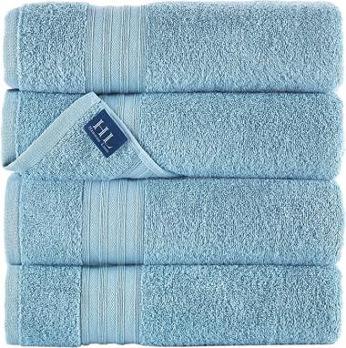 Hammam Linen Light Baby Blue Bath Towels 4-Pack - 27x54 Soft and Absorbent, Premium Quality Perfect for Daily Use 100% Cotton Towel