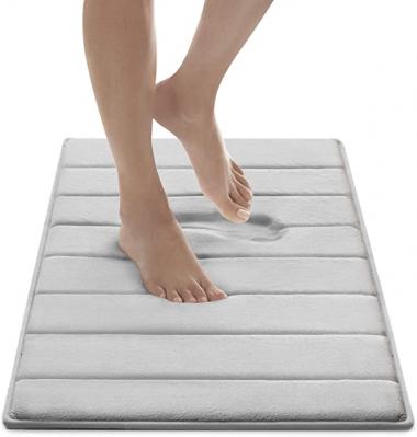 MICRODRY Ultra Absorbent CoreTex Memory Foam Bath Mat with GripTex Skid-Resistant Base (17x24, Chrome)