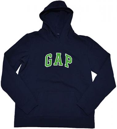 GAP Womens Fleece Arch Logo Pullover Hoodie (Dark Blue, X-Small)