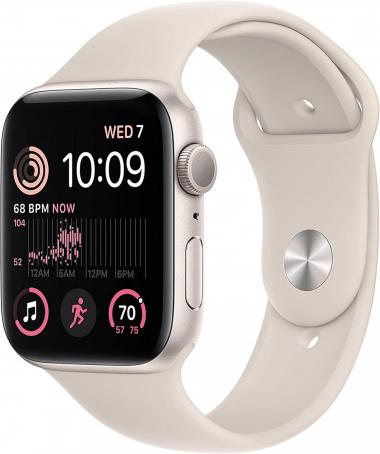 Apple Watch SE (2nd Gen) [GPS 44mm] Smart Watch w/Starlight Aluminum Case & Starlight Sport Band - S/M. Fitness & Sleep Tracker, Crash Detection, Heart Rate Monitor, Retina Display, Water Resistant