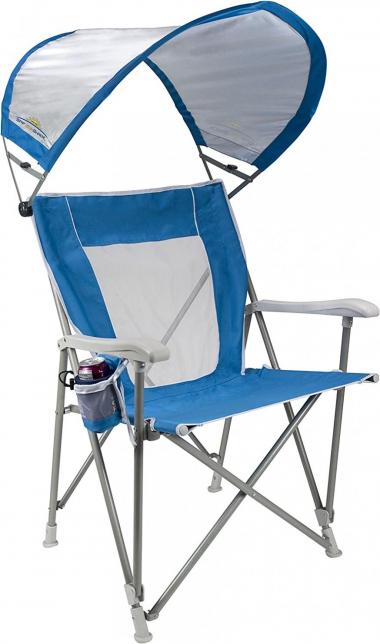 GCI Outdoor Waterside SunShade Captain's Chair Beach Chair & Outdoor Camping Chair With Canopy