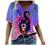 Summer Tops for Women Short Sleeve T Shirts Casual V-Neck Tie Dye Abstract Printed Tee T-Shirts Tunic Loose Blouses