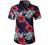 JOGAL Women's Floral Blouse Casual Button Down Short Sleeve Aloha Hawaiian Shirt