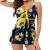 YALFJV Tankini Bathing Suits for Women Color Block Printed Tummy Control Swimsuits with Boy Shorts Two Piece Modest Swimwear