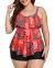 Yonique Womens Plus Size Tankini Swimsuits with Shorts Flounce Two Piece Bathing Suit Floral Printed Swimwear