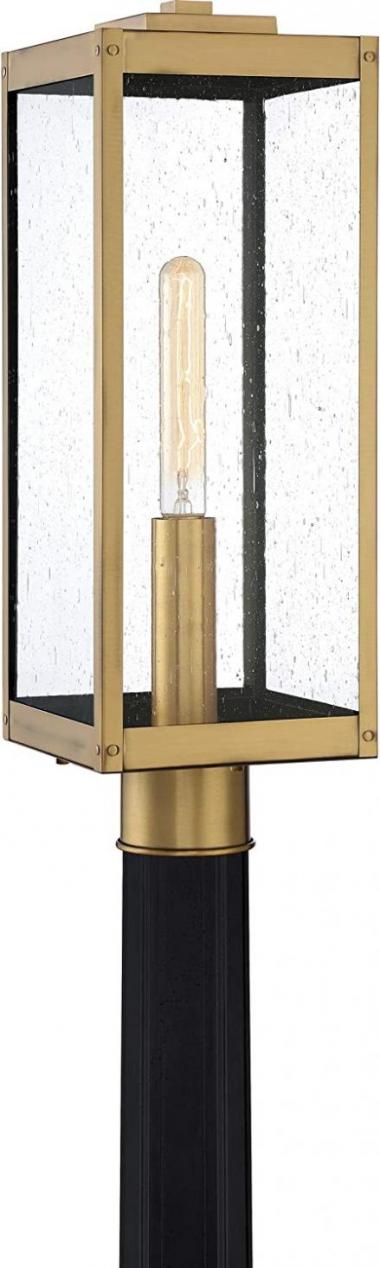 Quoizel WVR9007A Westover Modern Industrial Outdoor Post Wall Mount Lighting, 1-Light, 150 Watt, Antique Brass (21"H x 7"W)