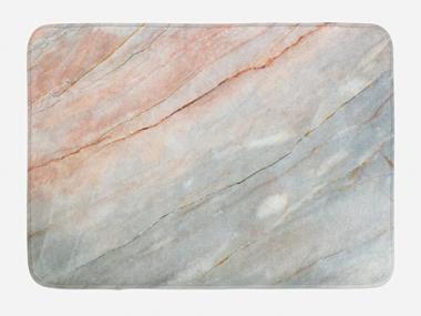 Ambesonne Marble Bath Mat, Onyx Stone Textured Natural Featured Scratches Illustration, Plush Bathroom Decor Mat with Non Slip Backing, 29.5" X 17.5", Peach Grey