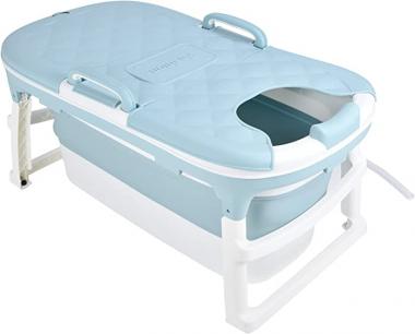 Portable Bathtub 110 x 60 x 52cm Blue Soft Collapsible Bathtub Household SPA Baby Tub for Adult Children Toddlers Shower Room