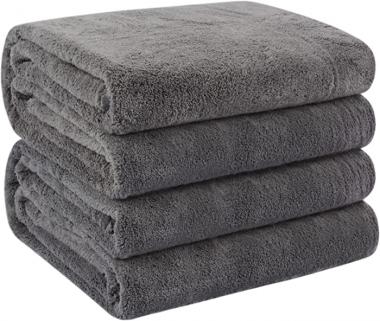 KinHwa Microfiber Bath Towel Large Bathroom Towel Absorbent Shower Towels Soft Bath Towels Large Size for Women Men Ideal for Spa, Swimming, Pool Dark Gray 2 Pack 30inch x 60inch