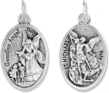 Gifts Catholic, Inc. Bulk Buy 10 Pcs - Guardian Angel/St Michael Archangel 1 inch Pendants Charms with Rings